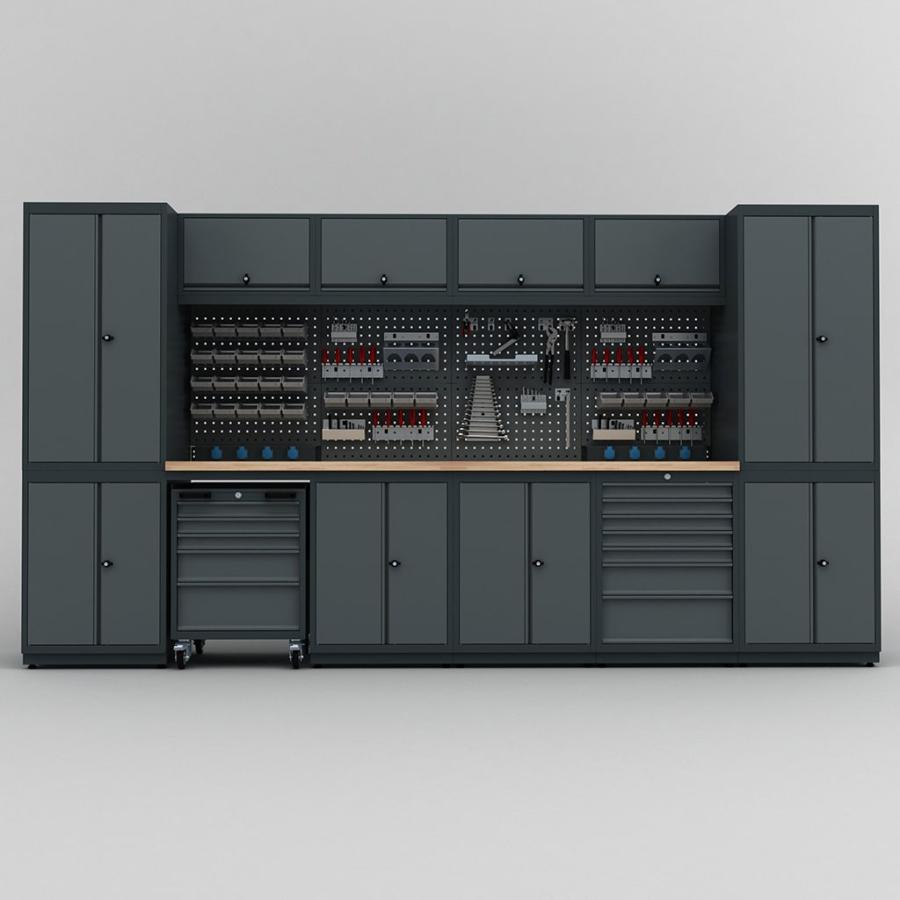Meuble rangement garage et atelier 6 éléments H2020xL3720xP530 mm