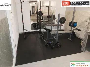20 mm - Dalle amortissante caoutchouc 1 mètre x 1 mètre de Sport - Musculation - Crossfit - noir - Photo 3