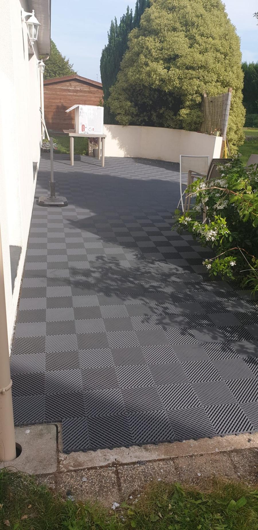 Dalle de sol polypropylène "Gris foncé" effet damier - Photo 2