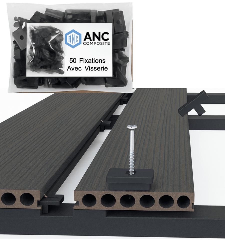 50 Fixations Avec Visserie pour lames de terrasse composite